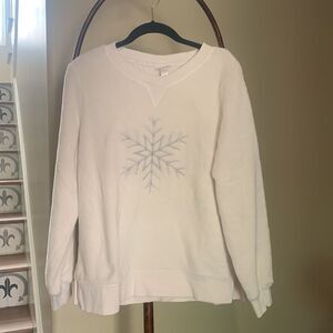 Soft Fuzzy Snowflake Christmas Top